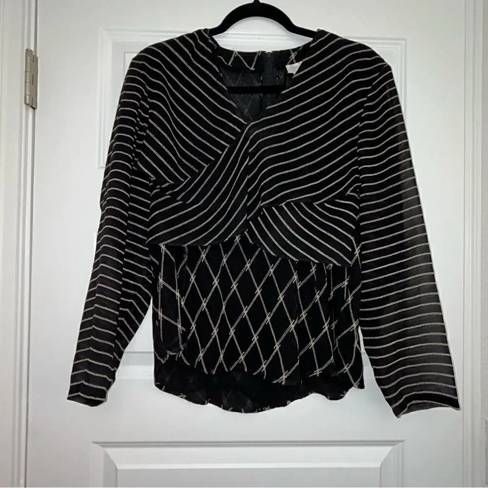 Vera Cristina Silk Sheer Blouse Top